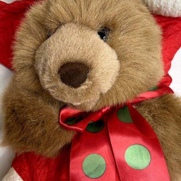Christmas Stocking Vintage Puffy Parachute 3D Teddy Bear 80s 18" Holiday Decor - Picture 3 of 11